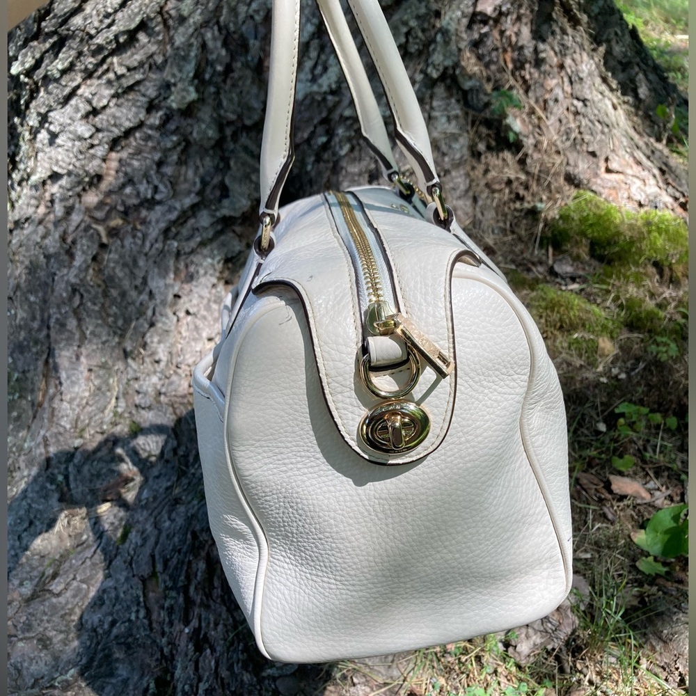 Coach Mini Bennett White Cream Chalk Color Soft Pebbled Leather Satchel Hand Bag - Picture 5 of 17